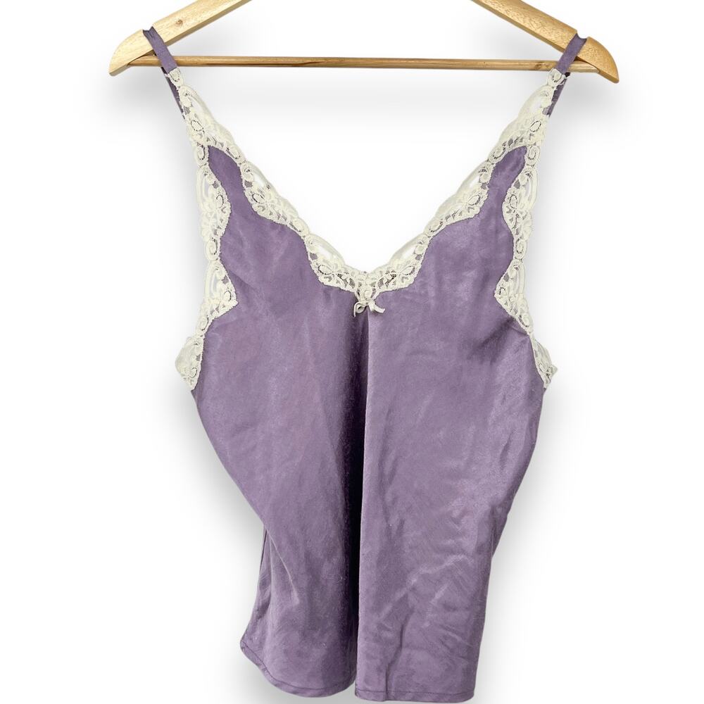 Inner Self Satin‎ Lace Slip Top Purple Satin Women’s S Vintage 90s